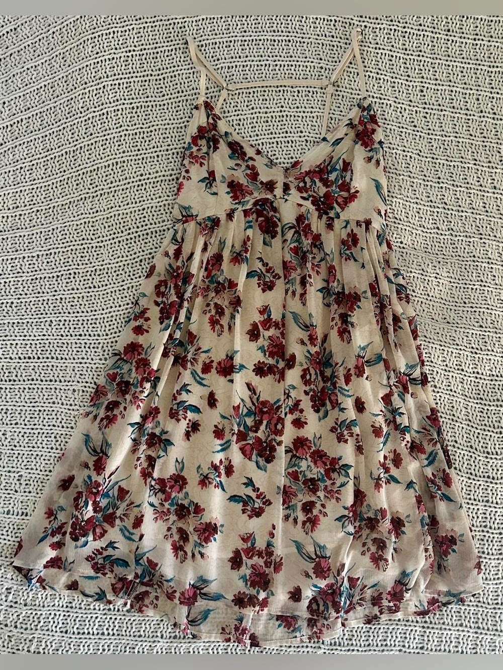 Hollister Cream Pink Floral Dainty Babydoll Boho Fairy Mini Sundress Medium